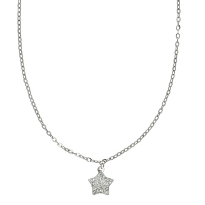 Girocollo Oro bianco Stella Zirconata